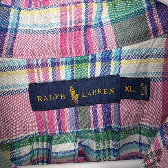 Ralph Lauren White Pink Green Gingham Camisa Oxford Button Up Shirt Size XL - Picture 4 of 6